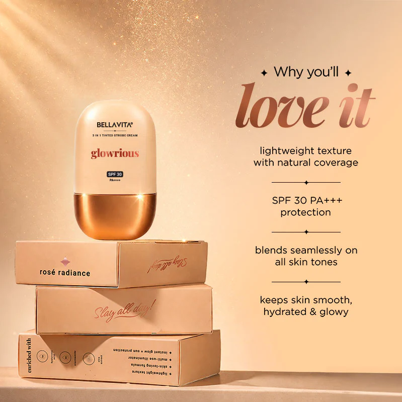 Bellavita Glowrious 3-in-1 Tinted Strobe Cream with SPF 30 PA++++ | 30 ml - Image 4