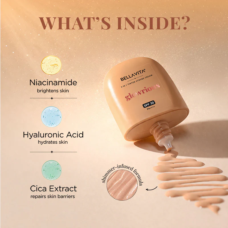 Bellavita Glowrious 3-in-1 Tinted Strobe Cream with SPF 30 PA++++ | 30 ml - Image 6