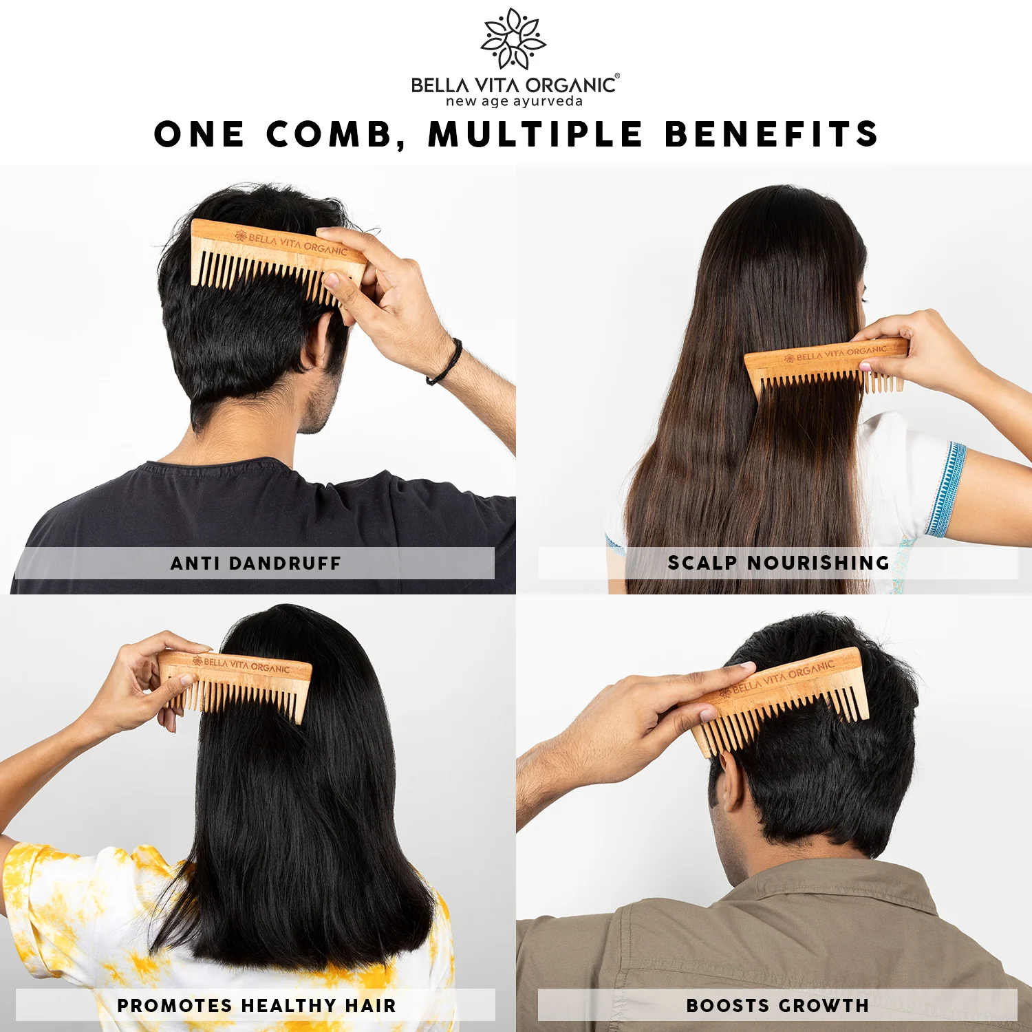 Neem Wooden Wide Tooth Comb - Image 5